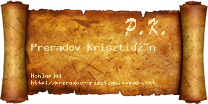 Preradov Krisztián névjegykártya